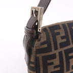 FENDI Mamma Baguette Zucca Canvas Leather Bag Brown 26424