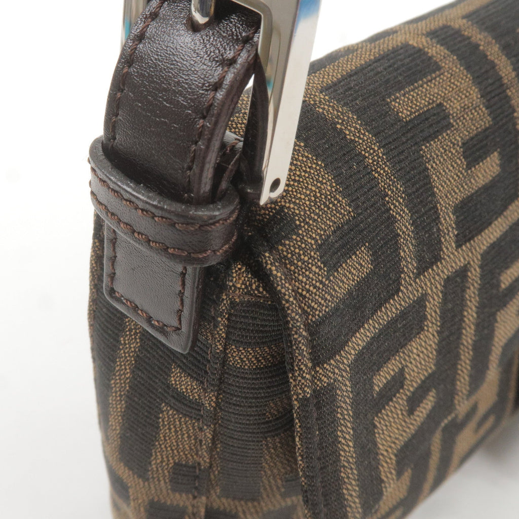 FENDI Zucca Mamma Baguette Canvas Leather Shoulder Bag 26424
