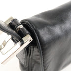 FENDI Mamma Baguette Leather Hand Bag Shoulder Bag Black Green