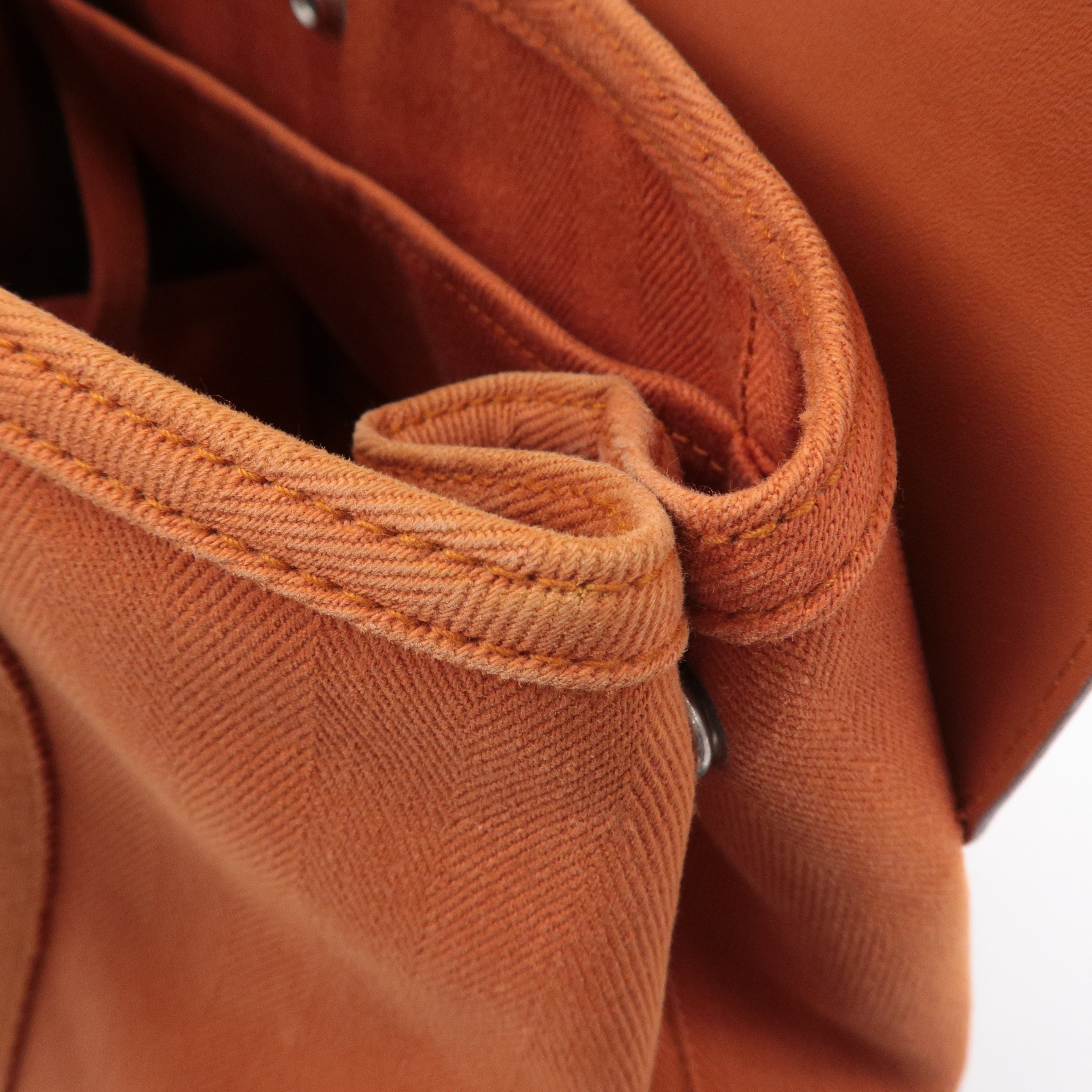 HERMES Toile Chevrons Leather Valparaiso PM Bag I Stamp Orange