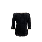Chanel Size 36 20A Runway Matiers D’art Feather Trim Jacket Wool black