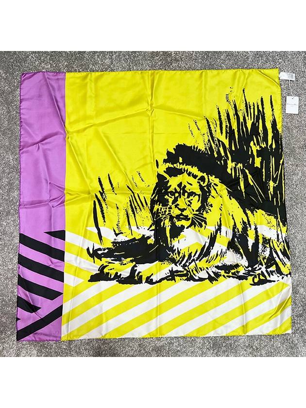 D Jungle Pop Square Silk Scarf Yellow Dior