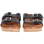 Chloe Marah Topstitched Sandals in Brown Leather