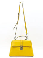Bottega Veneta 498993 Yellow Calf Leather Intrecciato Piazza M Top Handle Tote Bag Shoulder Strap 2WAY
