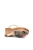 Chloe Womens Leather Peep Toe Platform Ankle Strap Wedge Heels Beige