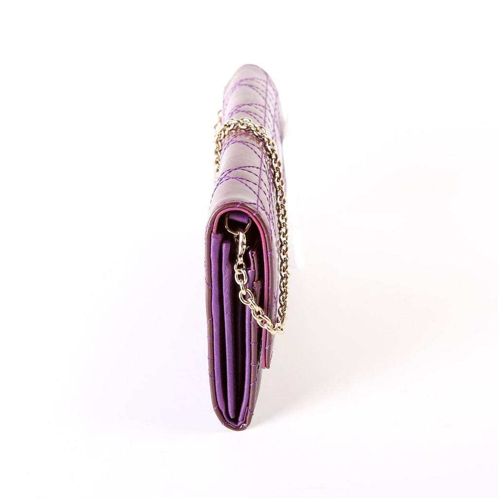 Patent Cannage Lady Dior Chain Wallet Purple