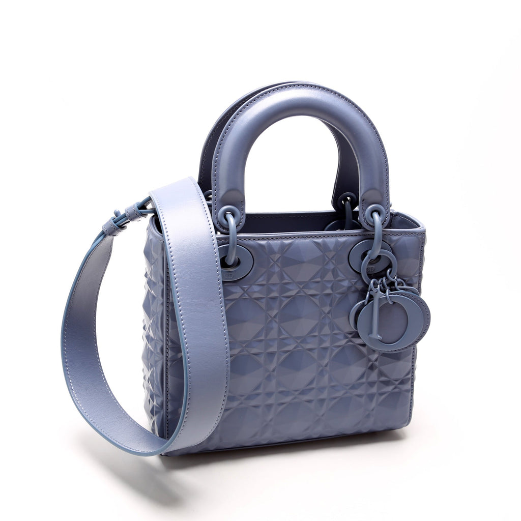 Lady Dior Small Diamond Cannage Calfskin Blue