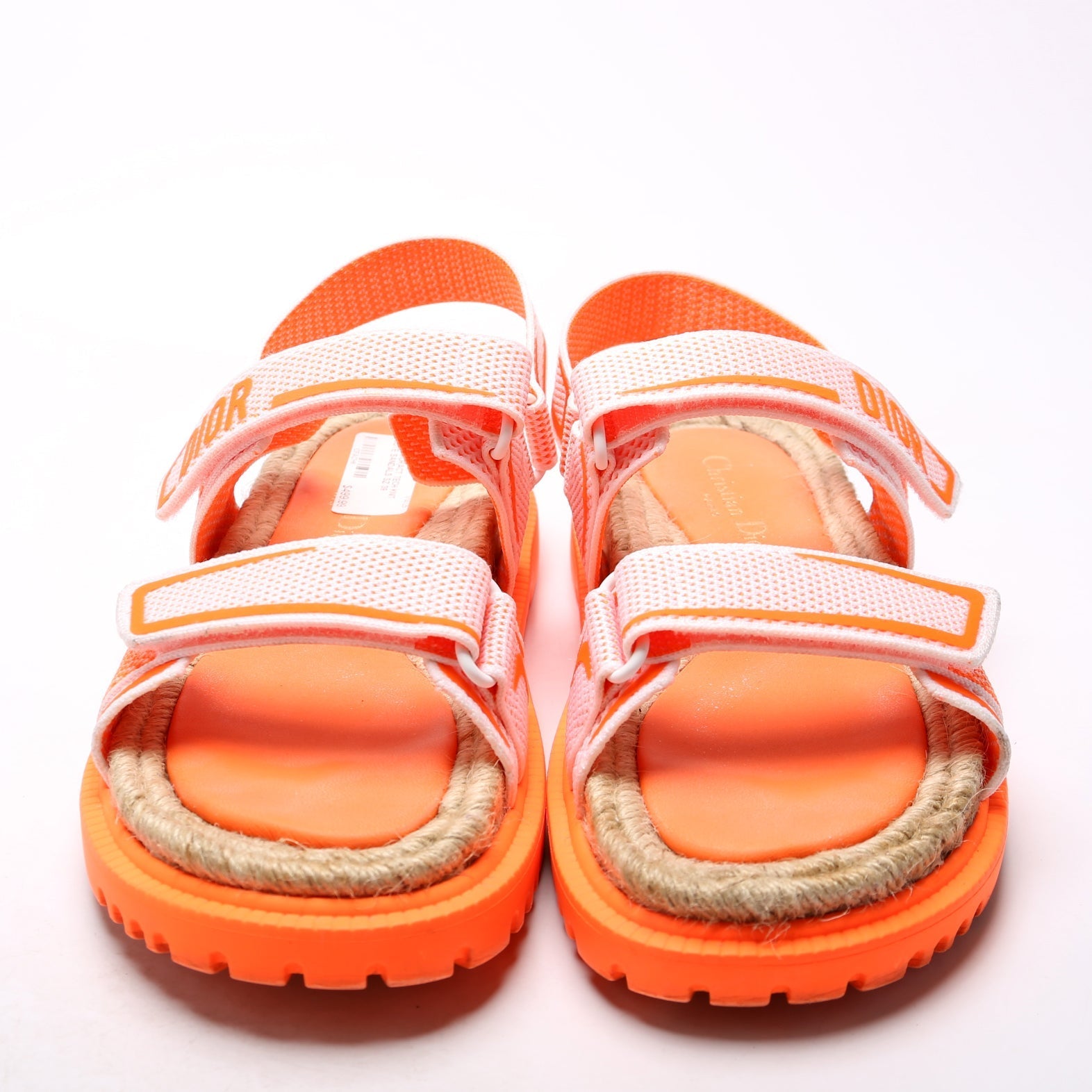 Dioract Tech Knit Jute Sandals Size 39 Orange