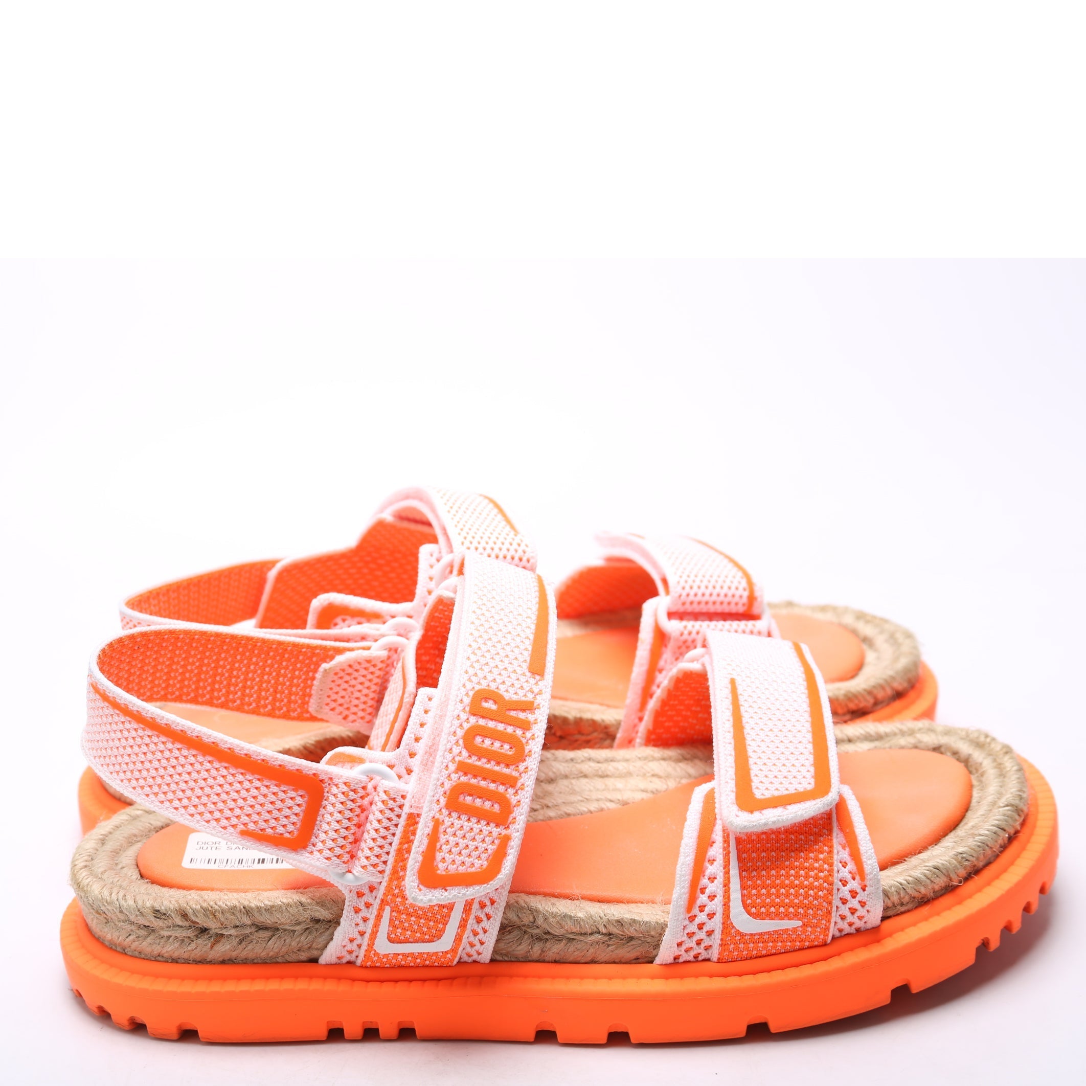 Dioract Tech Knit Jute Sandals Size 39 Orange