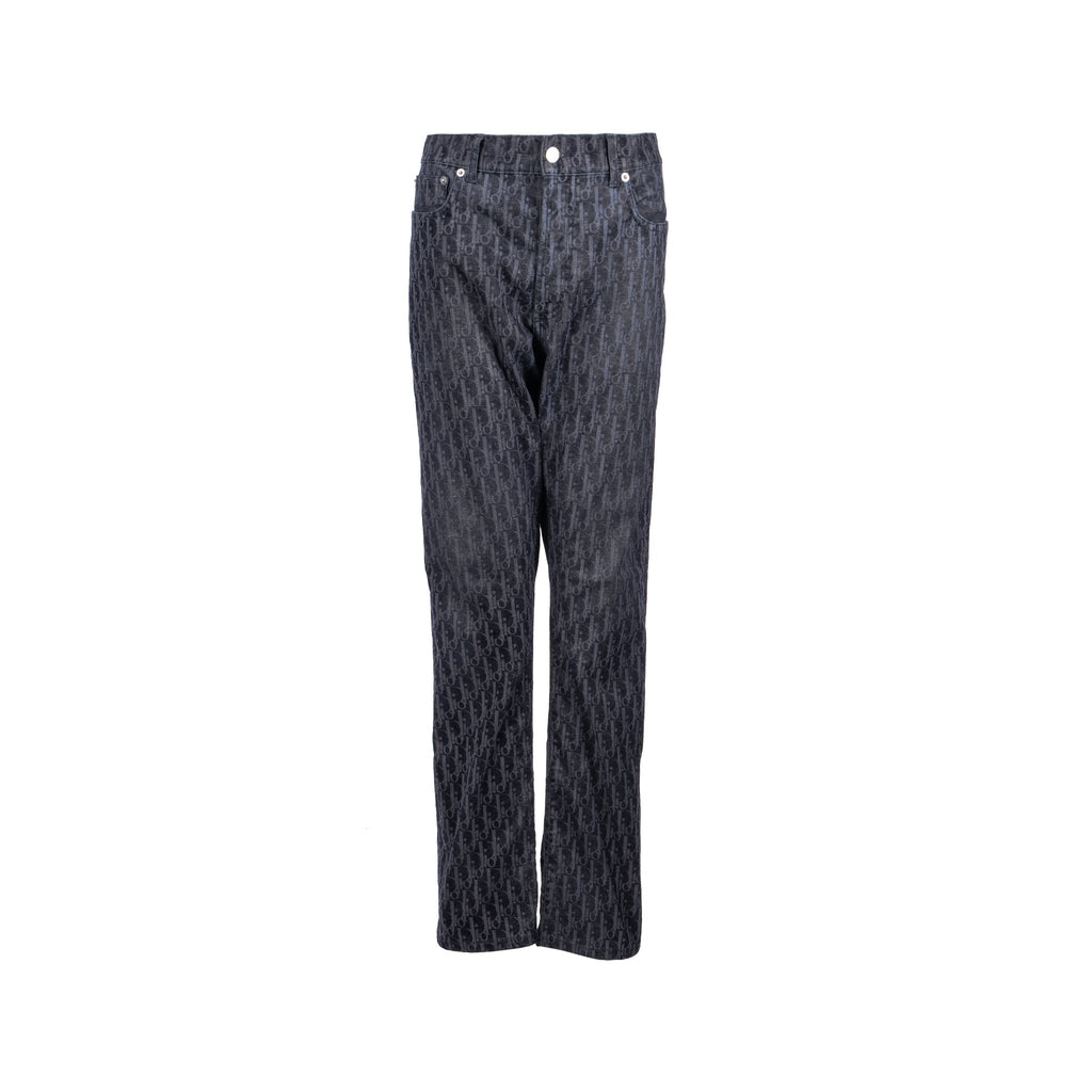 Dior Size 33 Pants Oblique Jacquard Velvet/Denim Navy