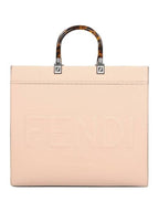 Fendi Sunshine Logo Medium Leather Tote Bag Pink