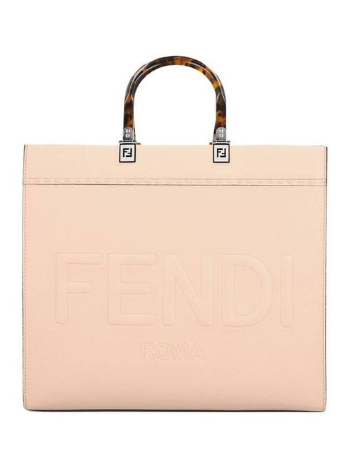 Fendi Sunshine Logo Medium Leather Tote Bag Pink