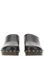 Fendi Baguette Show Leather Clog Mule Black