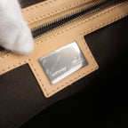 FENDI Mamma Baguette Zucchino Leather Shoulder Bag Beige 8BR001