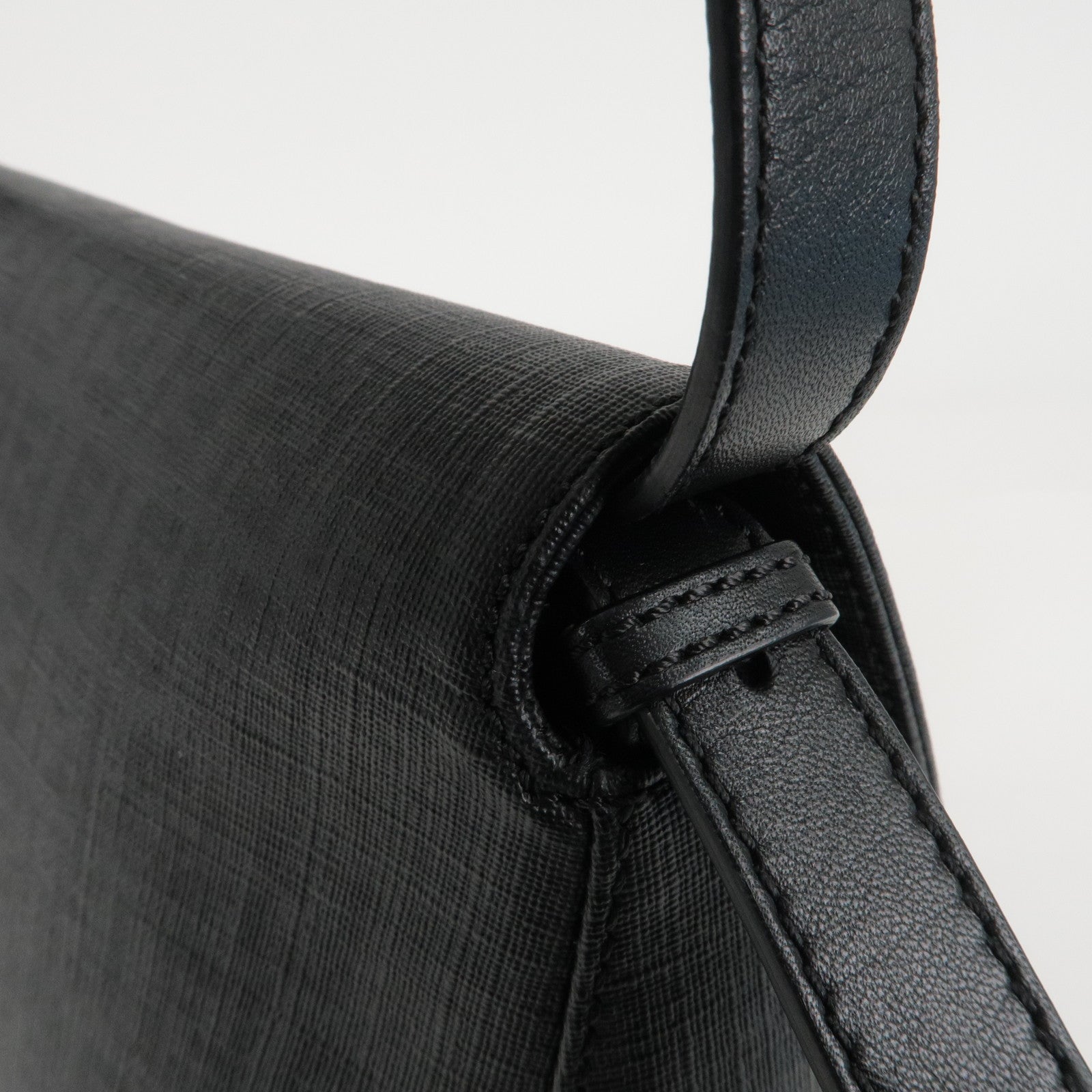 FENDI Zucchino Mamma Baguette PVC Leather Bag Black 8BR001