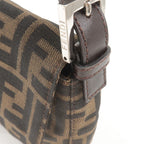 FENDI Zucca Mamma Baguette Canvas Leather Bag Brown Black 26424