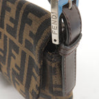 FENDI Zucca Mamma Baguette Canvas Leather Bag Brown Black 26424