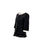 Chanel Size 36 20A Runway Matiers D’art Feather Trim Jacket Wool black