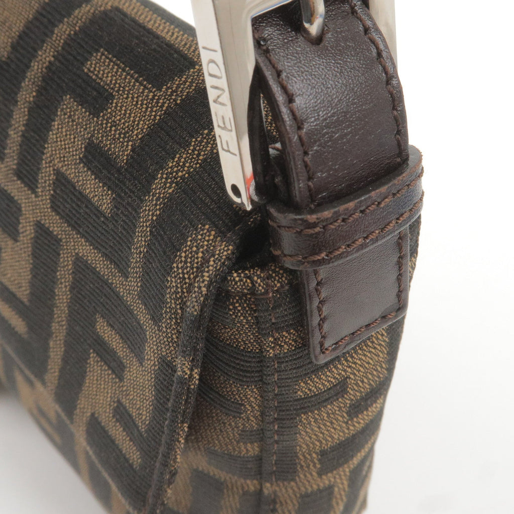 FENDI Zucca Mamma Baguette Canvas Leather Shoulder Bag 26424