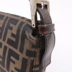 FENDI Mamma Baguette Zucca Canvas Leather Bag Brown 26424