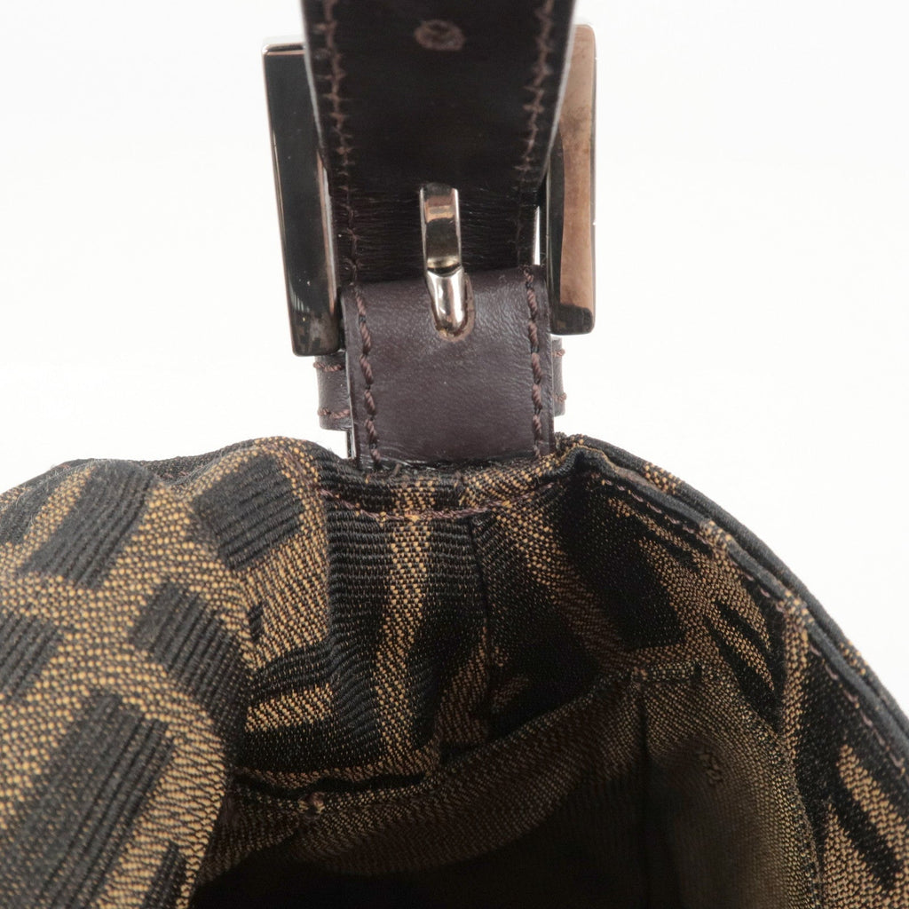 FENDI Zucca Mamma Baguette Canvas Leather Shoulder Bag 26325