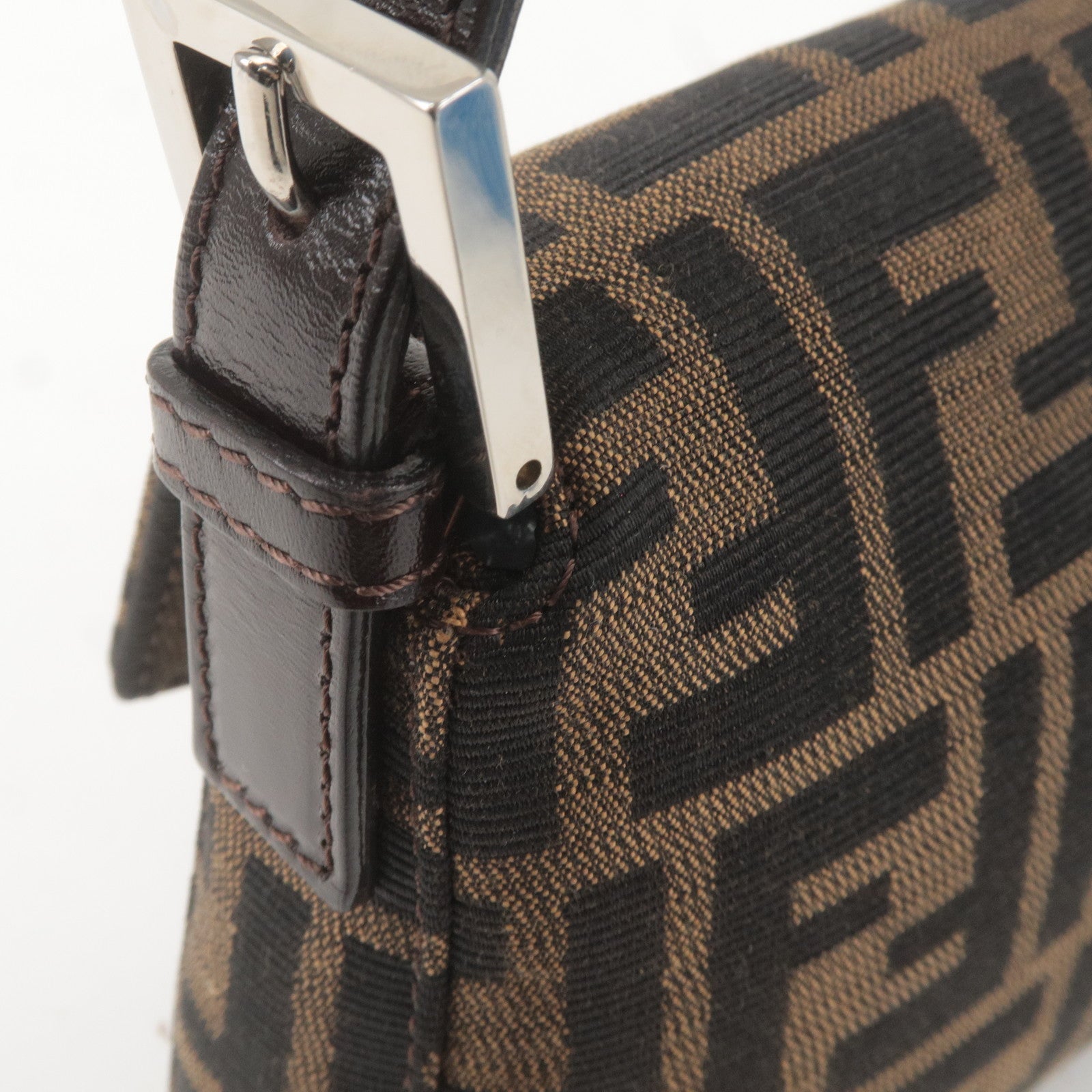 FENDI Mamma Baguette Zucca Canvas Leather Bag Beige 26424