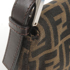 FENDI Zucca Mamma Baguette Canvas Leather Bag Brown Black 26424