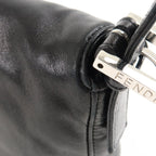 FENDI Mamma Baguette Leather Hand Bag Shoulder Bag Black Green