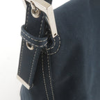 FENDI Mamma Baguette Canvas Leather Shoulder Bag Navy 26325