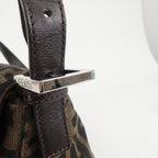 FENDI Zucchino Mamma Baguette Canvas Leather Bag Brown Black 26325
