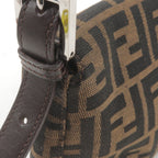 FENDI Zucca Mamma Baguette Canvas Leather Shoulder Bag 26424