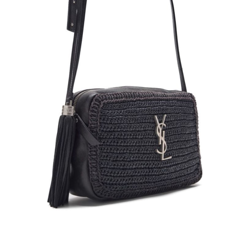 SAINT LAURENT SAN LAURENT ROOM CAMERA SHOULDER BAG WITH FRINGE STROW MATERIAL X LEADER BLACK (Silver G ) LADY SHOULDER BAG LADY BAG WITH FRINGE ONLINE