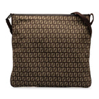 FI Zuchino SHOLDER BAG 8BT080 Brown beige canvas leather ladies FENDI