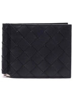 Bottega Veneta Intrecciato Money Clip Half Wallet Black