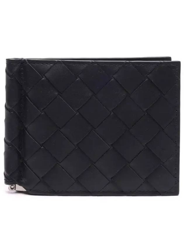 Bottega Veneta Intrecciato Money Clip Half Wallet Black