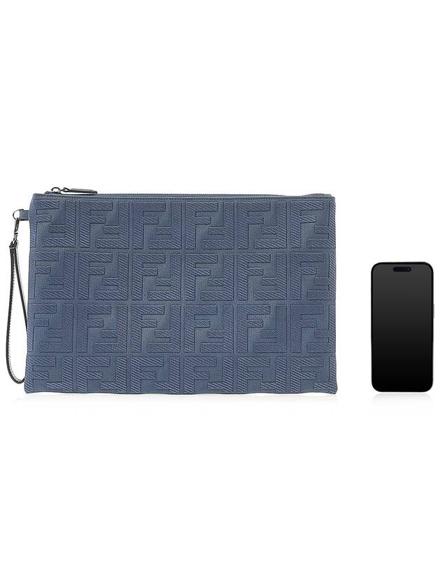 Fendi FF Logo Flat Large Clutch Bag Blue