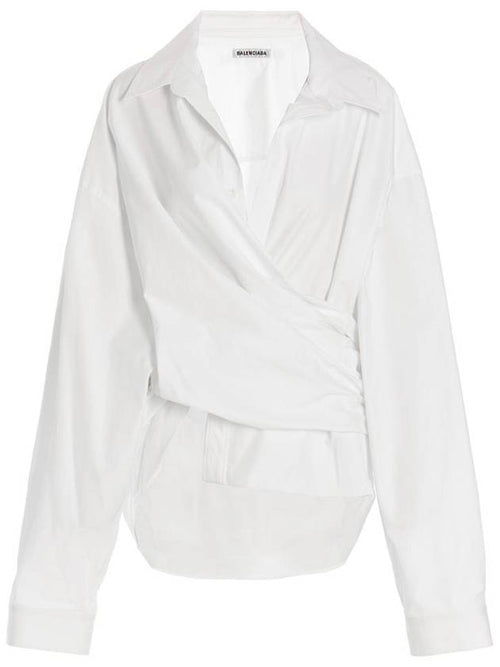 Balenciaga wrap long sleeve shirt white