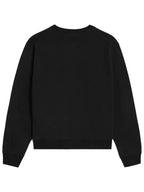 CELINE Logo Crew Neck Loose Cotton Fleece Sweatshirt Black