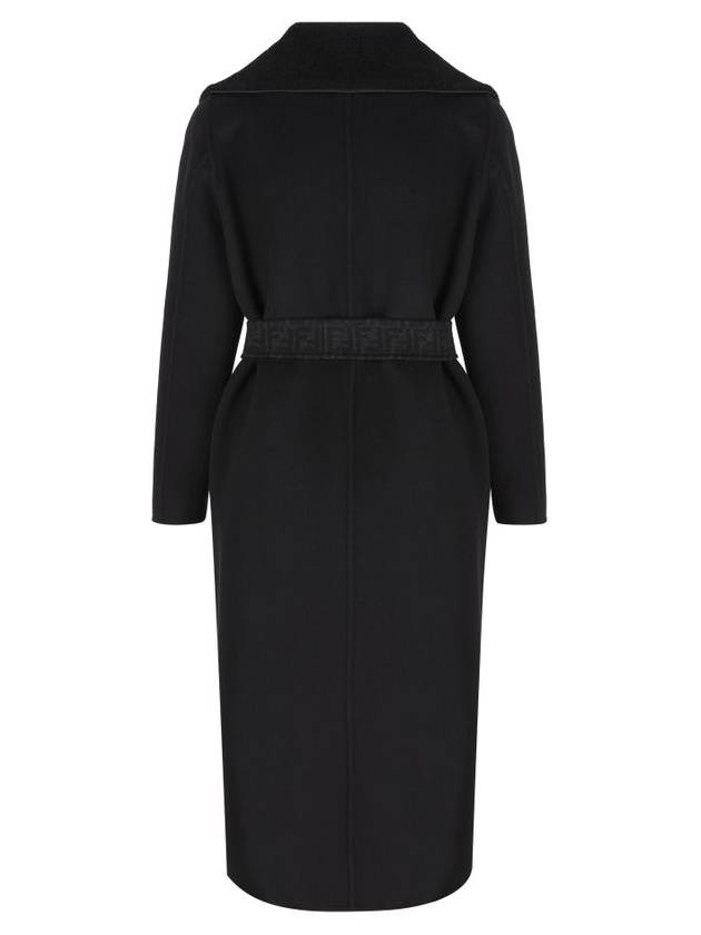 Fendi Shawl Collar Belt Coat Black