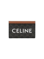 CELINE Triomphe Canvas Logo Card Wallet Tan