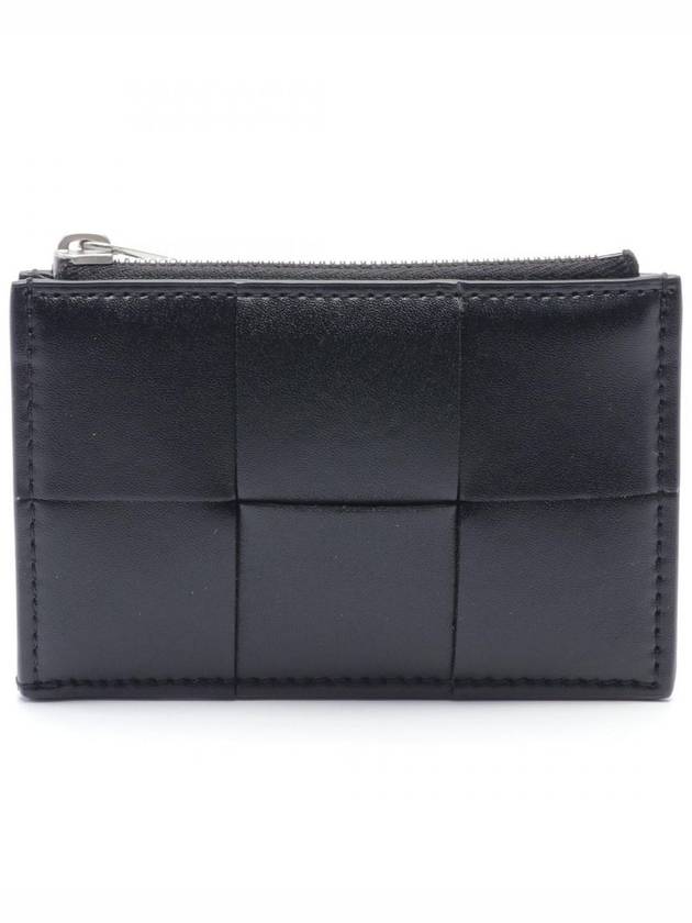 Bottega Veneta Intrecciato Zipper Card Wallet Black