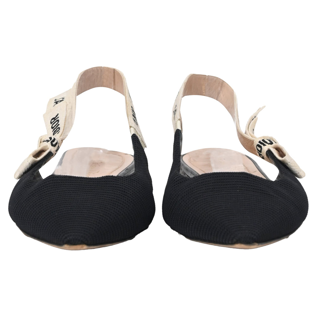Dior J'adior Slingback Flats in Black Cotton