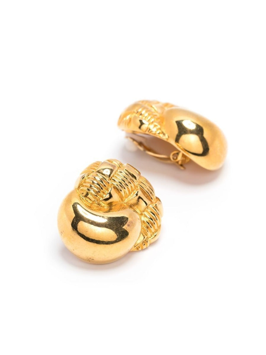 CELINE Gold Cornucopia clip-on earrings