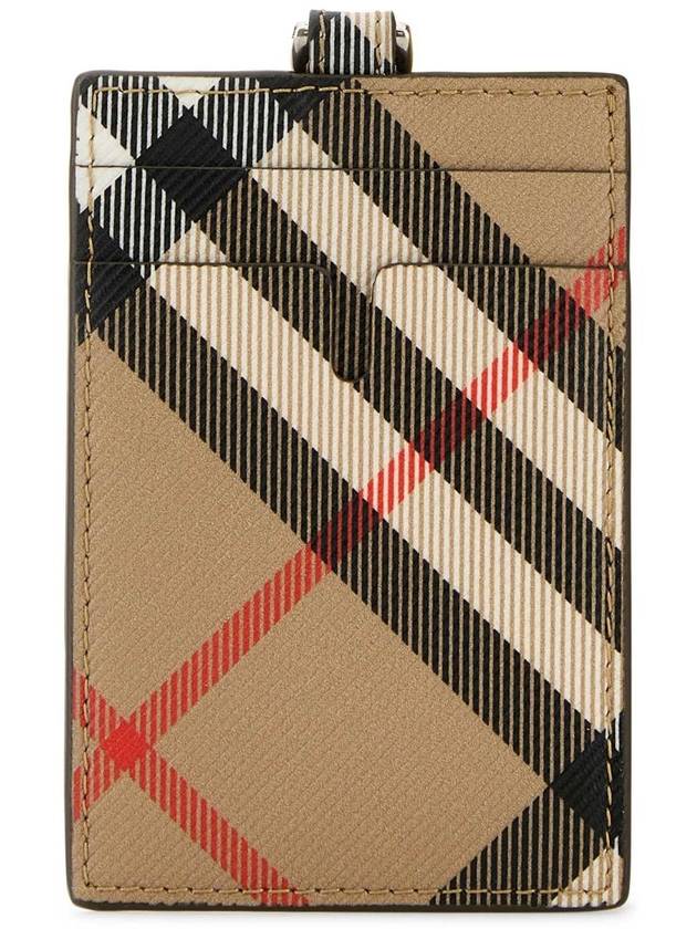 Burberry Check Lanyard Neck Strap Card Wallet Sand