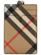 Burberry Check Lanyard Neck Strap Card Wallet Sand