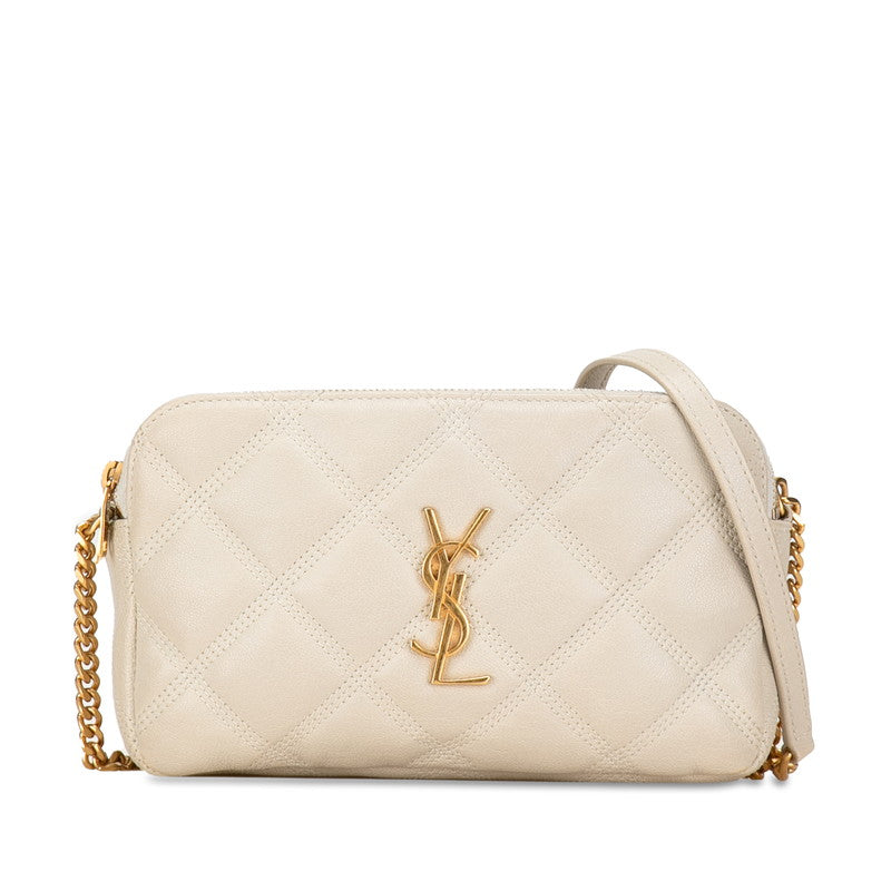 Saint Laurent Becky YSL Double  Twisted Chain Shoulder Bag GUE608941 Beige Leather  Saint Laurent
