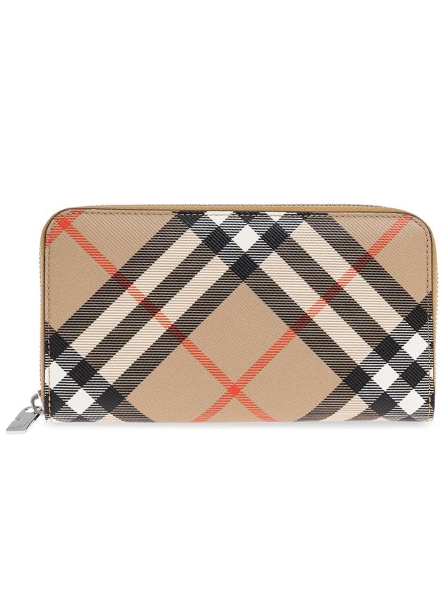 Burberry Check Zip Around Long Wallet Sand