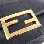 FENDI Zucchino Mamma Baguette PVC Leather Hand Bag Black 8BR180