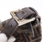 FENDI Mamma Baguette Zucca Canvas Leather Bag Brown 26424