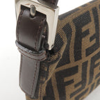 FENDI Zucca Mamma Baguette Canvas Leather Bag Brown Black 26424